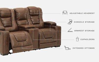 Owner's Box Power Reclining Loveseat with Console