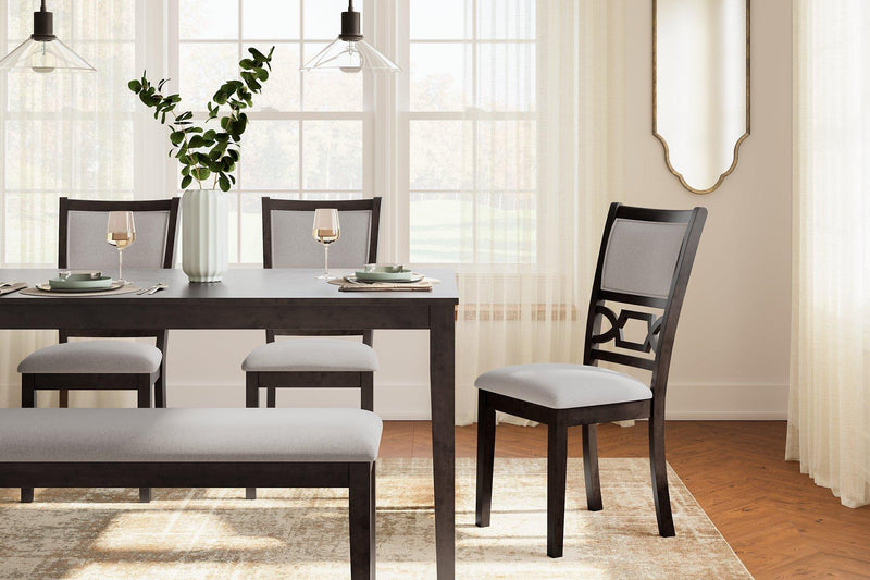 Langwest Dining Table and 4 Chairs and Bench (Set of 6)